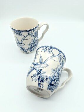 222 Fifth Adelaide Blue Porcelain Mugs (2)